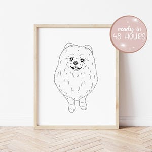 Custom Pet Line Art Portrait (Fully Body) – Personalized Pet Sketch Print from Photo – Minimalist Dog or Cat Drawing and Pet Memorial Gift