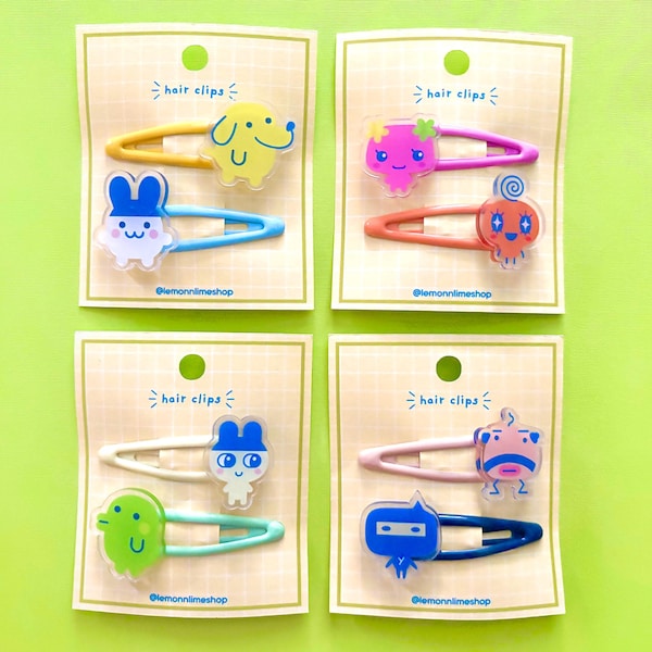 Pinzas para el cabello Tamagotchi / Kuchipatchi Mametchi Mimitchi Flowertchi Oyajitchi Memetchi