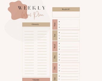 meal plan printable, weekly meal plan, printable meal plan template, meal plan pdf, digital print, digital download