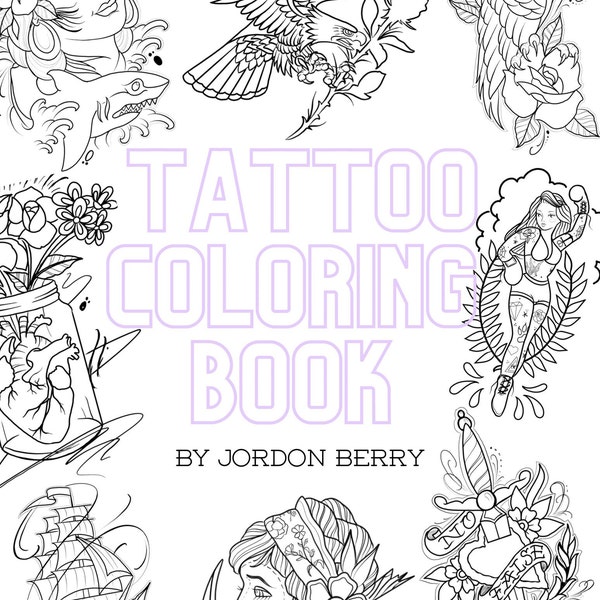 Tattoo Coloring Book Etsy