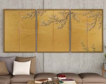 Set of 3 Prints. Cherry Blossom Branches. 3 Piece Wall Art. Japanese Print Set. Vintage Wall Art. Gallery Wall Set. Minimalist Home Decor