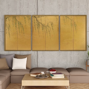 Set of 3 Prints. Willow Branches. 3 Piece Wall Art. Botanical Japanese Print Set. Vintage Wall Art. Gallery Wall Set. Minimalist Home Decor