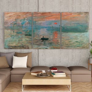 Claude Monet Famous Sunrise Painting. Set of 3 Prints. Instant Download Vintage Painting. 3 Piece Wall Art. Printable Fine Art Prints