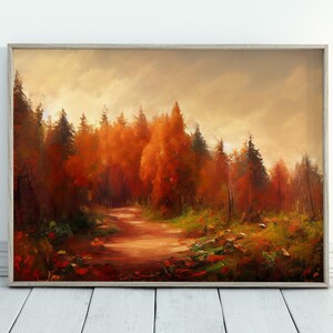Forest Trail in the Fall Landscape Painting Printable Wall - Etsy