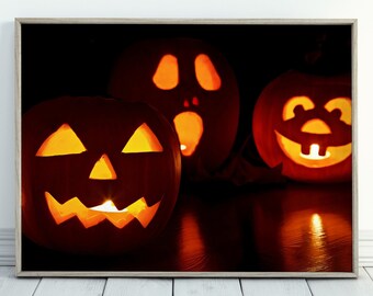 Printable Halloween Wall Art. Illuminated Jack-O'-Lanterns Scary Halloween Decor. Spooky Wall Decor Halloween Poster. Instant Download Print