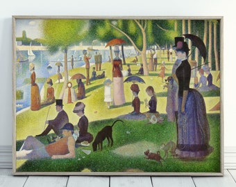 ジョルジュ・スーラの日曜公園の風景画、有名な印刷可能なアート