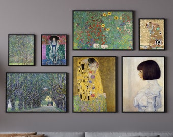 Gustav Klimt Wall Print SET. Gallery Wall Set Klimt Prints Set of 7. Famous Paintings Collection Fine Art Prints. Art Nouveau Posters #2