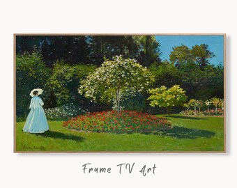 Samsung Frame TV Art 4K Monet Lady in The Garden Famous Painting. Instant Download Vintage Art for Samsung Frame TV. Claude Monet Art for TV