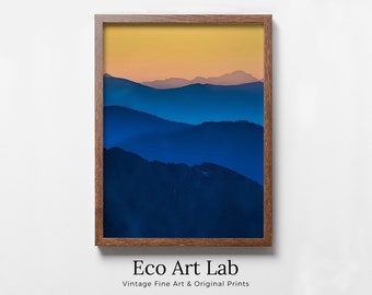 Sunrise in the Mountains Vertical Abstract Wall Art Digital Print. Abstract Printable Wall Art Instant Download. Colorful Minimalist Decor