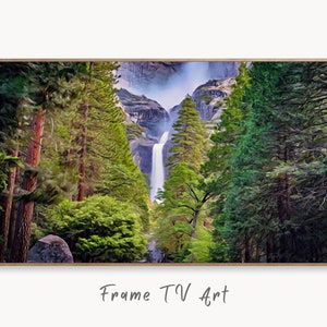 Yosemite Falls Landscape National Park Frame TV Art. Digital Download Mountain Wall Art, Artwork for The Frame TV, Art for Samsung Frame