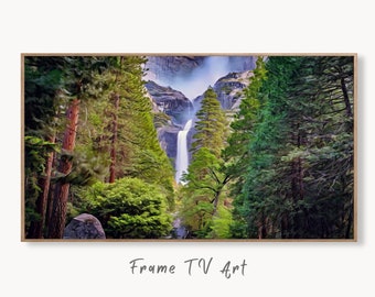Yosemite Falls Landscape National Park Frame TV Art. Digital Download Mountain Wall Art, Artwork for The Frame TV, Art for Samsung Frame