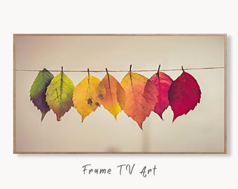 Samsung Frame TV Art 4K Hanging Autumn Leaves Digital Painting. Instant Download Fall Art for the Samsung Frame TV. Nature Art for TV