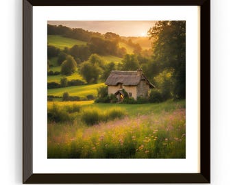 Rustic Cabin Printable Art. Landscape Decor for Home. Cottagecore Wall Art Digital Download