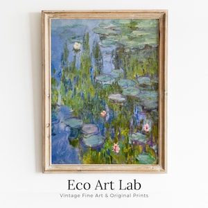 Famous Claude Monet Water Lilies Painting. Instant Download Vintage Monet Art Decor. Monet Botanical Print Printable Wall Art. Vintage Decor