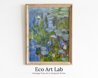 Famous Claude Monet Water Lilies Painting. Instant Download Vintage Monet Art Decor. Monet Botanical Print Printable Wall Art. Vintage Decor