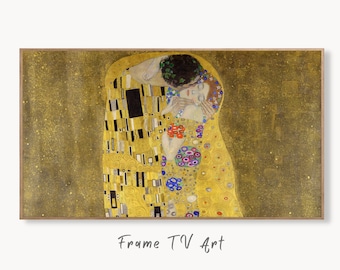 Samsung Frame TV Art 4K Gustav Klimt "The Kiss" Famous Art Nouveau Painting. Antique Romantic Classic Klimt Art for Frame TV. Downloadable