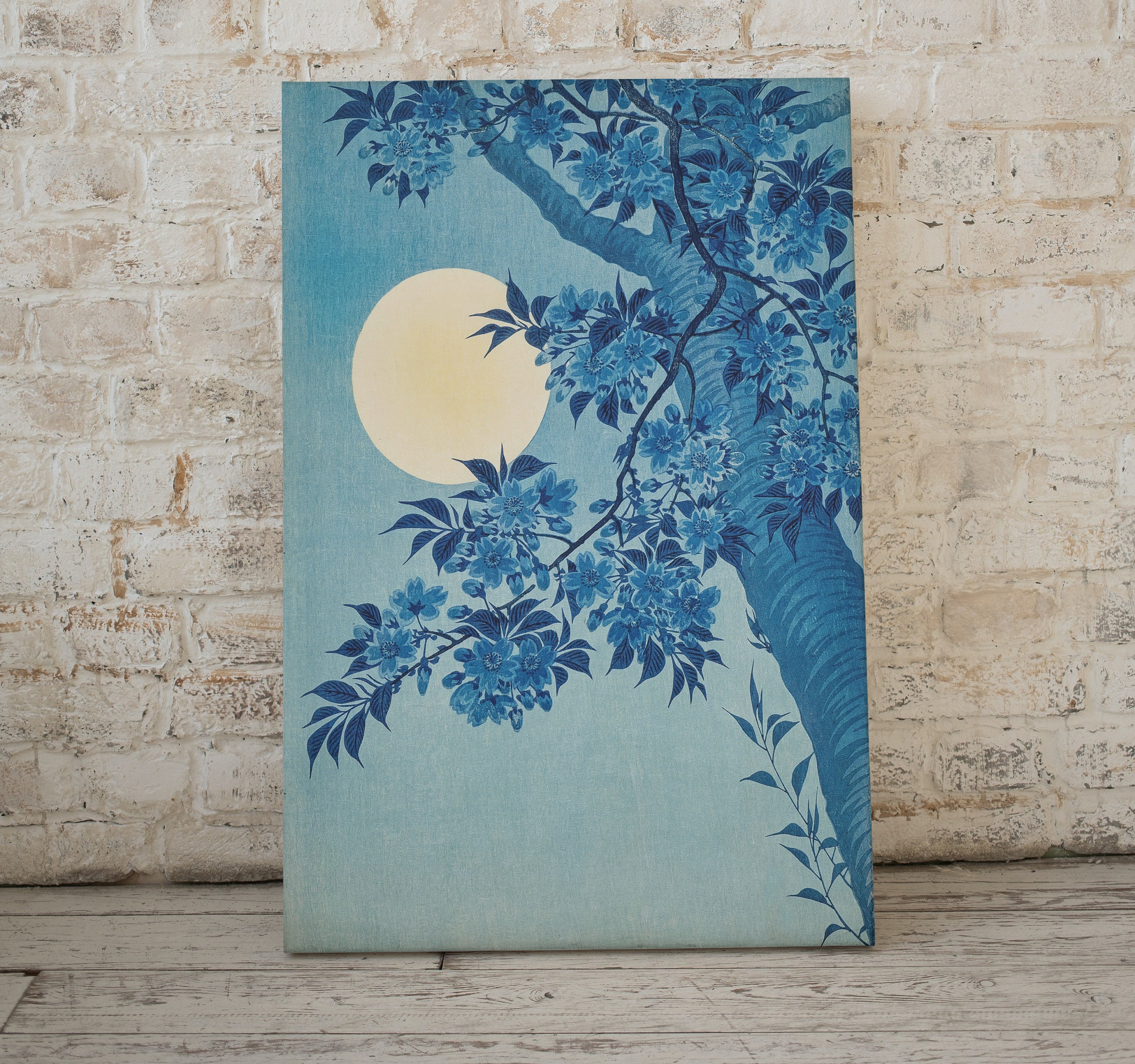 Vintage Japanese Blossoming Cherry and Full Moon Blue Painting Printable Wall  Art. Antique Japanese Art. Botanical Print Floral Wall Decor - Etsy