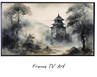 Dark Japanese Art For Frame TV I Watercolor Decor For Samsung Frame TV I Dark Academia Aesthetic Digital Art