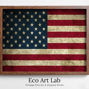 American Flag Printable Wall Art. Patriotic Decor. USA Art. United States Flag Digital Download Art. Distressed Flag Printable Poster.