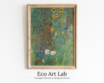 Gustav Klimt Flower Garden Famous Painting Printable Wall Art. Instant Download Gustav Klimt Print. Vintage Floral Poster. Art Nouveau Print