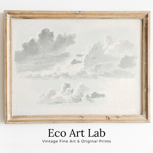 Vintage Cloud Painting Digital Print. Antique Cloud Artwork Vintage Landscape. Neutral Wall Decor. Printable Downloadable Art. Sky Landscape