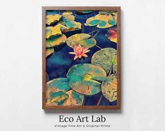 Lotus Flower Art | Botanical Wall Art | Flower Wall Decor | Single Pink Lotus Flower Digital Painting | Floral Art | Printable Download