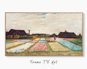 Samsung Frame TV Art 4K Flower Beds in Holland Famous Painting by Vincent van Gogh. Instant Download van Gogh Classic Art for the Frame TV.