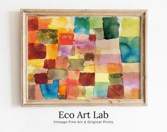 Vintage Paul Klee Colorful Abstract Painting. Printable Wall Art. Instant Download Watercolor Abstract Art. Minimalist Abstract Wall Art