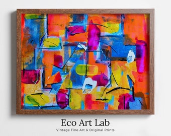 Colorful Bold Modern Abstract Painting Printable Wall Art. Abstract Wall Art Download. Abstract Digital Art Print for Bedroom or Living Room