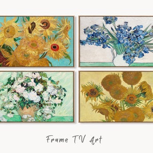Set of 4 Samsung Frame TV 4K Art. Van Gogh Famous Flowers Paintings Collection. Vincent Van Gogh Art Set. Instant Download Frame TV Art. #2