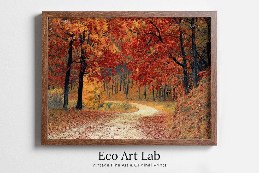 Forest Trail in the Fall Landscape Painting, Printable Wall Art, for ...