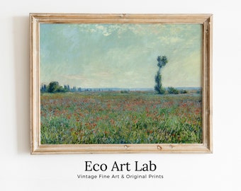 Claude Monet The Poppy Field Painting Famous Monet Art. Vintage Landscape Printable Wall Art. Instant Download Vintage Decor. Spring Decor
