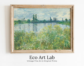 Claude Monet Banks of the Seine Painting Famous Monet Art. Instant Download Vintage Decor. Monet Landscape Printable Wall Art. Vintage Decor