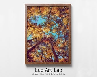 Autumn Forest Canopy Fall Trees Landscape Painting. Abstract Printable Wall Art, Home Office Decor Nature Print Digital Art Instant Download