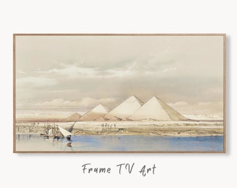 Samsung Frame TV Art 4K Pyramids & the Nile Landscape Ancient Egyptian Wall Art. Instant Download Antique Vintage Egyptian Art for Frame TV