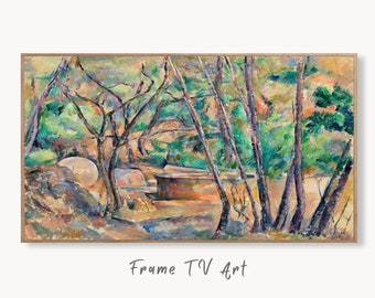 Samsung Frame TV Art 4K Millstone & Cistern Under Tree Famous Paul Cézanne Painting. Instant Download Nature Landscape Wall Art for Frame TV