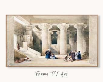 Samsung Frame TV Art 4K Egyptian Temple Interior Wall Art. Instant Download Vintage Egyptian Mythology Architecture Art for Frame TV