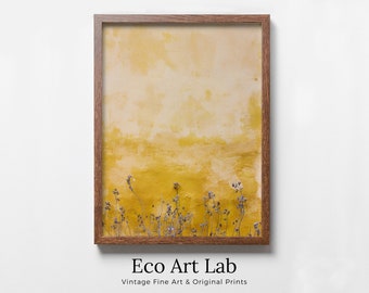 Minimalistische gelbe Wand Textur mit Blumen druckbare Wandkunst. Sofortiger Download abstrakte florale Kunstdrucke. Neutrale Fotografie Wandkunst.