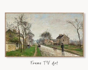Samsung Frame TV Art 4K European Village Rain Landscape Vintage Oil Painting. Instant Download Vintage Art for Samsung Frame TV. TV Art