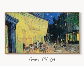 Cadre pour téléviseur Samsung 4K Terrasse de café Célèbre tableau de Vincent van Gogh. Téléchargement instantané d'oeuvres d'art van Gogh pour le cadre TV. Art mural vintage