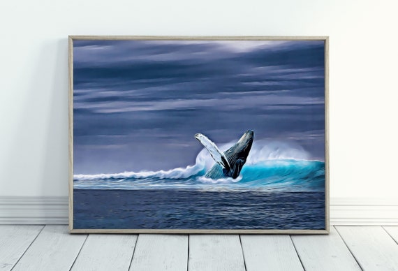 Humpback Whale Art Print Digital Painting Printable Wall Art. | Etsy