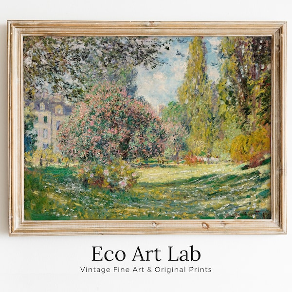 クロード・モネの有名な花の風景画。ファインアート。即時ダウンロード可能なヴィンテージアート。ヴィンテージ風景画のプリント可能なウォールアート。春の装飾