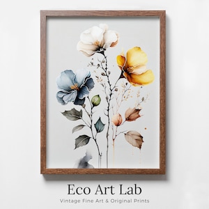 Floral Printable Wall Art. Watercolor Botanical Print. Boho Floral Art. Printable Flower Watercolor. Wild Flowers Art. Floral Minimalist Art