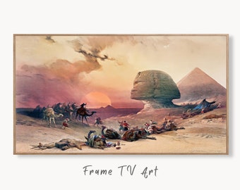 Samsung Frame TV Art 4K Sphinx of Giza & Pyramid Ancient Egyptian Wall Art. Instant Download Antique Vintage Egyptian Art for Frame TV.
