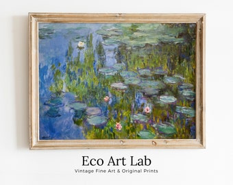 Water Lilies Painting Claude Monet Famous Monet Art. Instant Download Vintage Decor. Monet Botanical Print Printable Wall Art. Vintage Decor