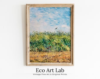 Wheat Field w/ Lark Vincent van Gogh Printable Famous Art Print. Instant Download van Gogh Print Vintage Painting Wall Decor. Fine Art Print
