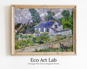 Vincent van Gogh Houses at Auvers Painting Printable Famous Art. Instant Download Farmhouse van Gogh Vintage Fine Art Digital Download