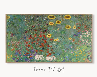 Samsung Frame TV Art 4K Gustav Klimt Flower Garden Famous Art Nouveau Painting. Antique Floral Classic Klimt Art for Frame TV. Downloadable