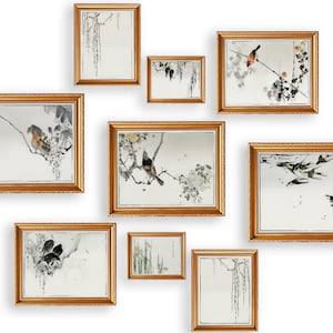 Japanese Wall Art Set of 9 Prints. Antique Japanese Art Gallery Wall Set, Retro Japanese Art. Japanese Painting Vintage Poster, Retro Prints