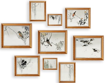 Japanese Wall Art Set of 9 Prints. Antique Japanese Art Gallery Wall Set, Retro Japanese Art. Japanese Painting Vintage Poster, Retro Prints